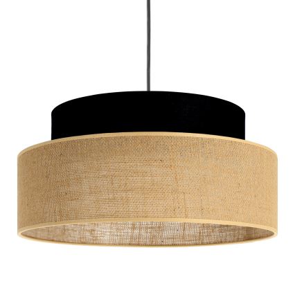 Lustr na lanku BOHO 1xE27/60W/230V pr. 40 cm černá/béžová