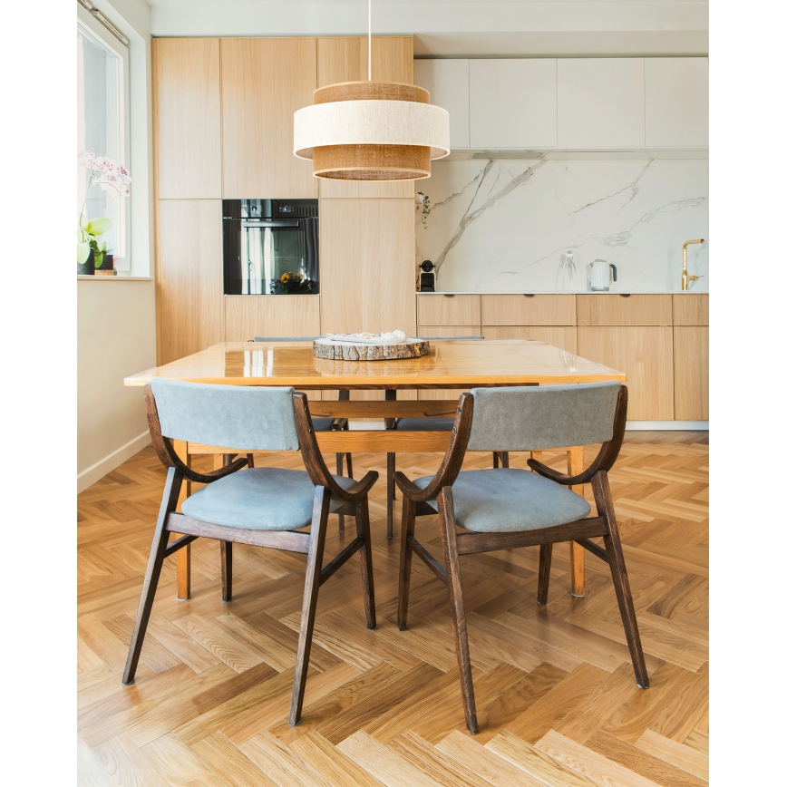 Lustr na lanku BOHO 1xE27/60W/230V pr. 40 cm krémová/juta