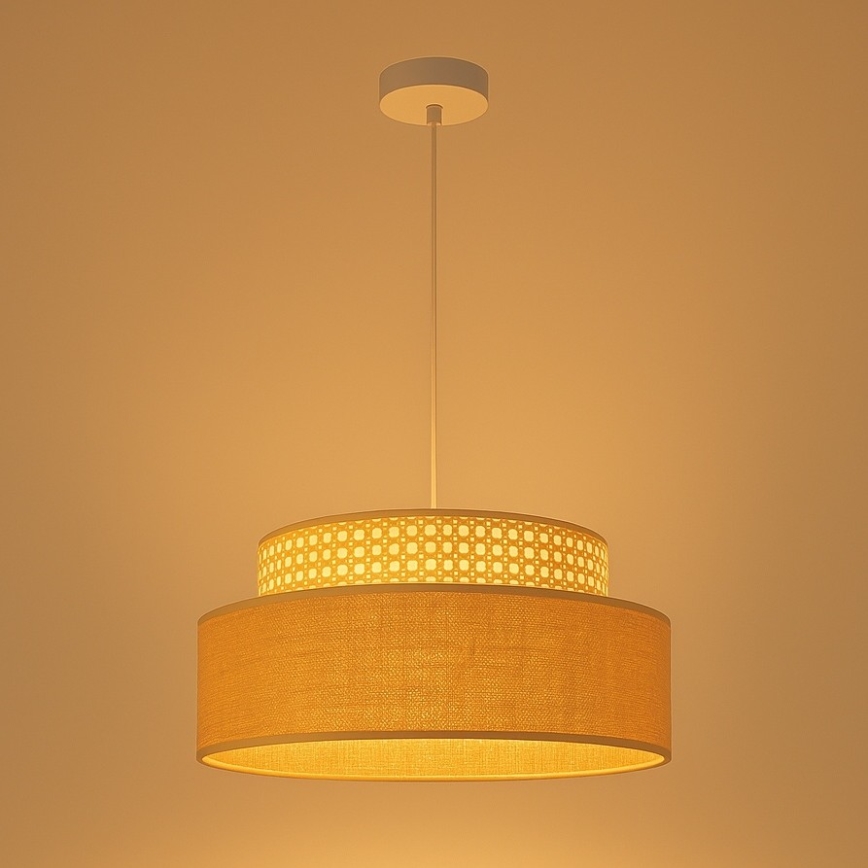 Lustr na lanku BOHO 1xE27/60W/230V pr. 40 cm ratan