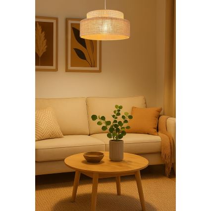 Lustr na lanku BOHO 1xE27/60W/230V pr. 40 cm ratan