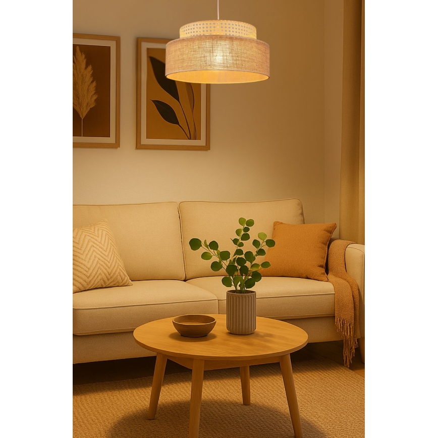 Lustr na lanku BOHO 1xE27/60W/230V pr. 40 cm ratan