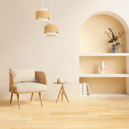 Lustr na lanku BOHO 2xE27/60W/230V juta/krémová