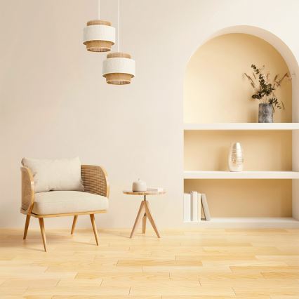 Lustr na lanku BOHO 2xE27/60W/230V krémová/juta