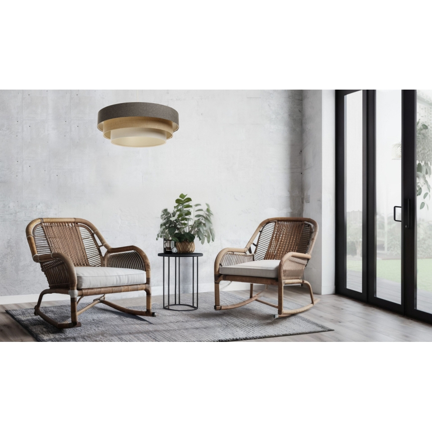 Lustr na lanku BOHO TRINITI 1xE27/60W/230V šedá/béžová/krémová