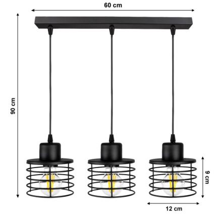 Lustr na lanku BONOX 3xE27/60W/230V