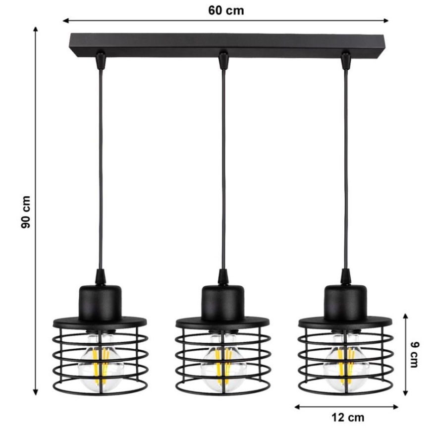 Lustr na lanku BONOX 3xE27/60W/230V