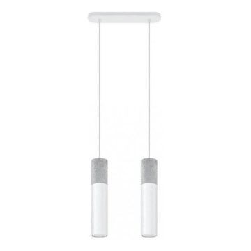 Lustr na lanku BORGIO 2xGU10/40W/230V beton/kov bílá