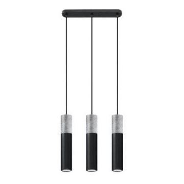 Lustr na lanku BORGIO 3xGU10/40W/230V beton/kov černá