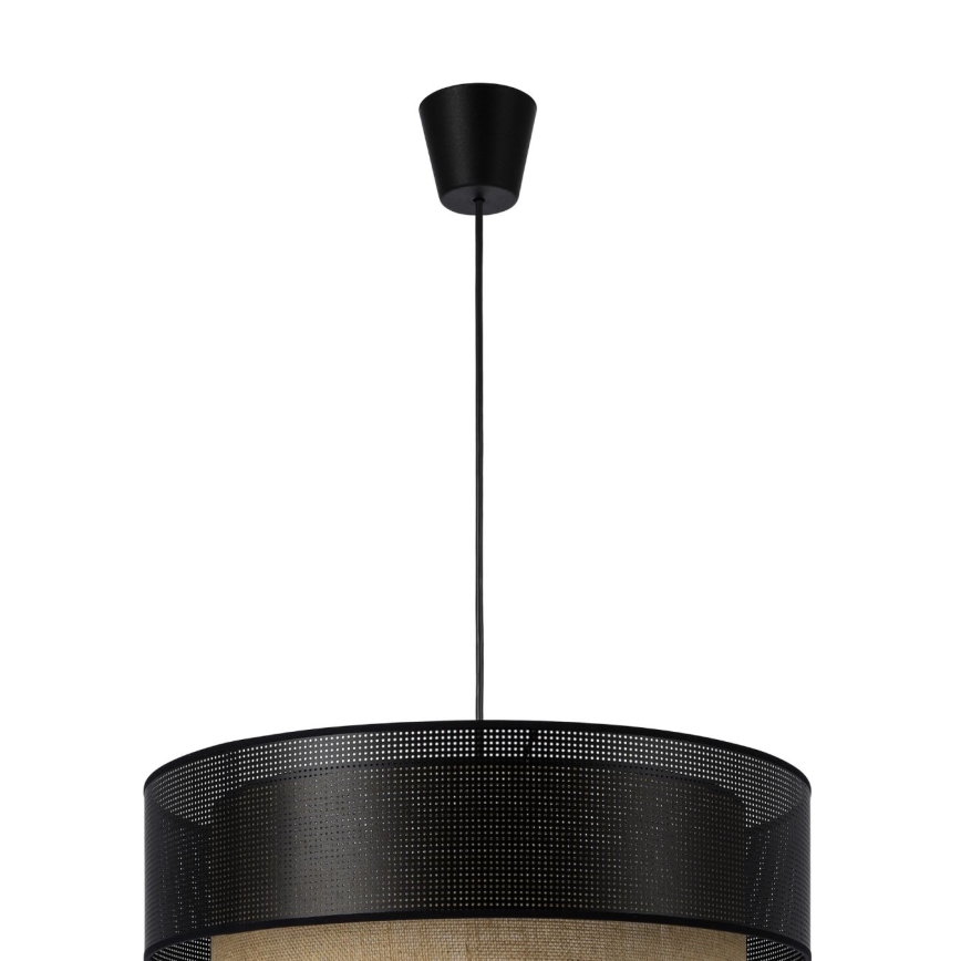 Lustr na lanku BORHO 1xE27/60W/230V černá/juta