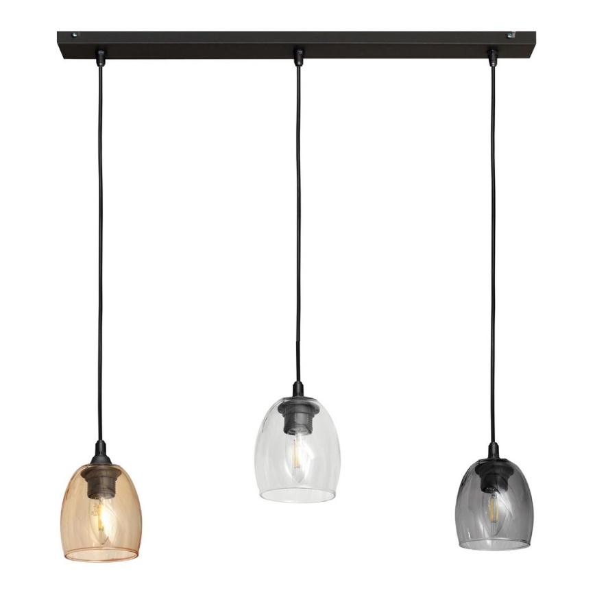Lustr na lanku BRILLANT 3xE27/15W/230V béžová/čirá/šedá