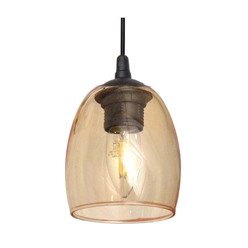 Lustr na lanku BRILLANT 3xE27/15W/230V béžová/čirá/šedá