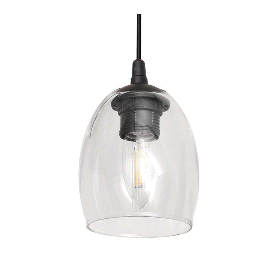 Lustr na lanku BRILLANT 3xE27/15W/230V béžová/čirá/šedá