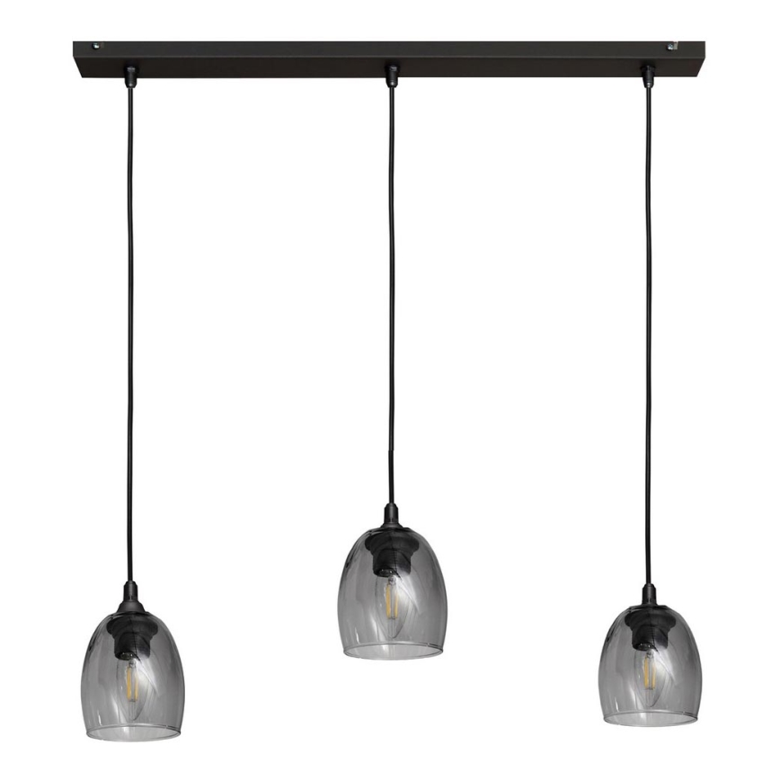 Lustr na lanku BRILLANT 3xE27/15W/230V šedá