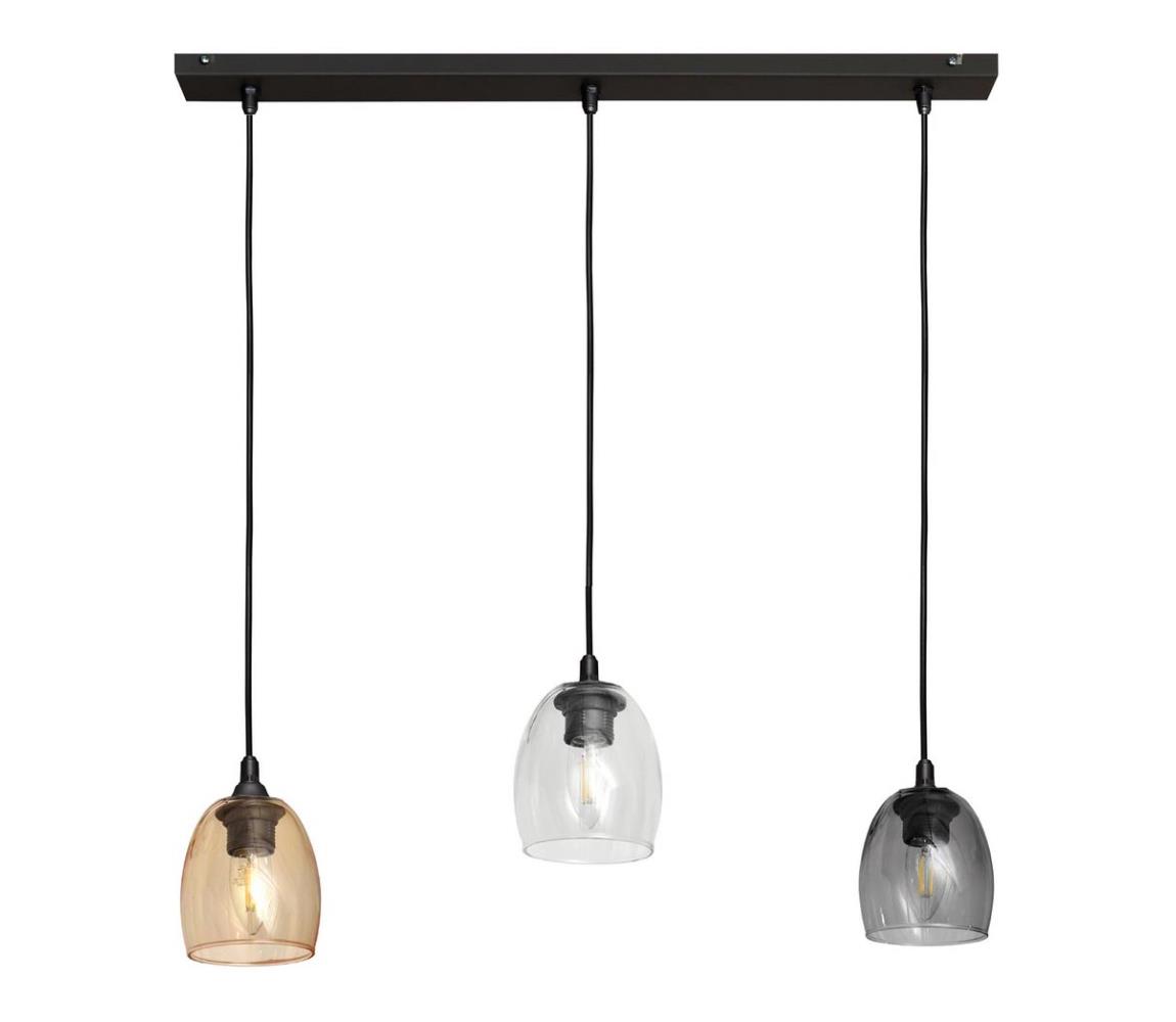 Helam Lustr na lanku BRILLANT 3xE27/60W/230V béžová/čirá/šedá HE1155