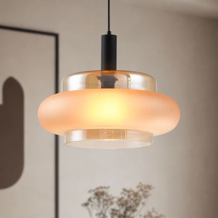 Lustr na lanku BRIZI 1xE27/40W/230V béžová/kouřová