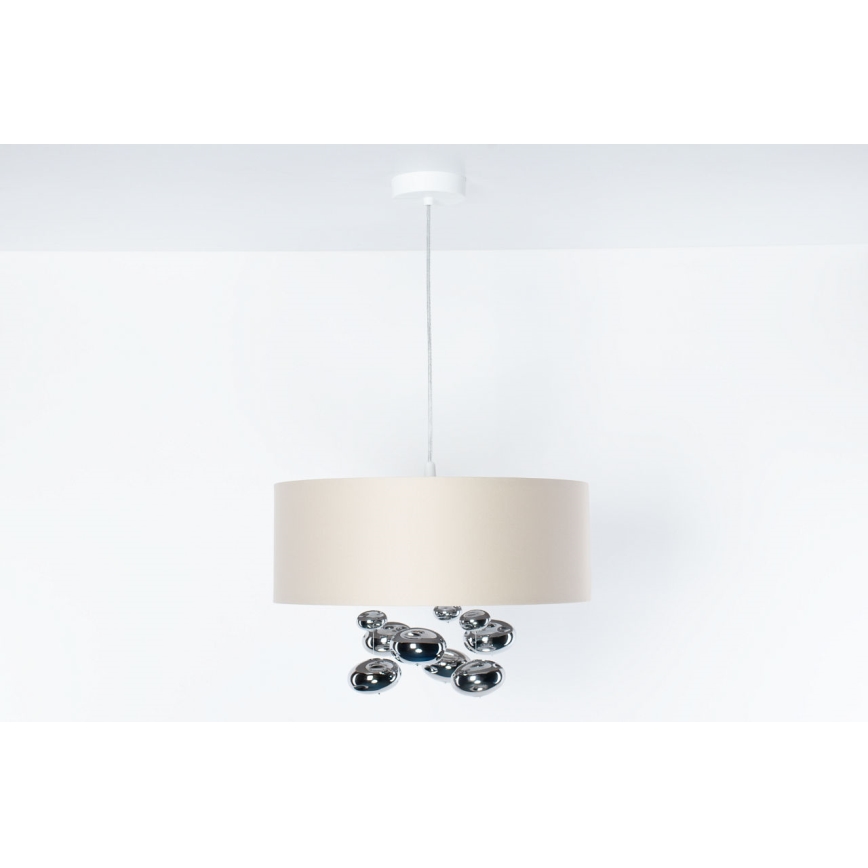Lustr na lanku BUBBLE 1xE27/60W/230V pr. 40 cm béžová