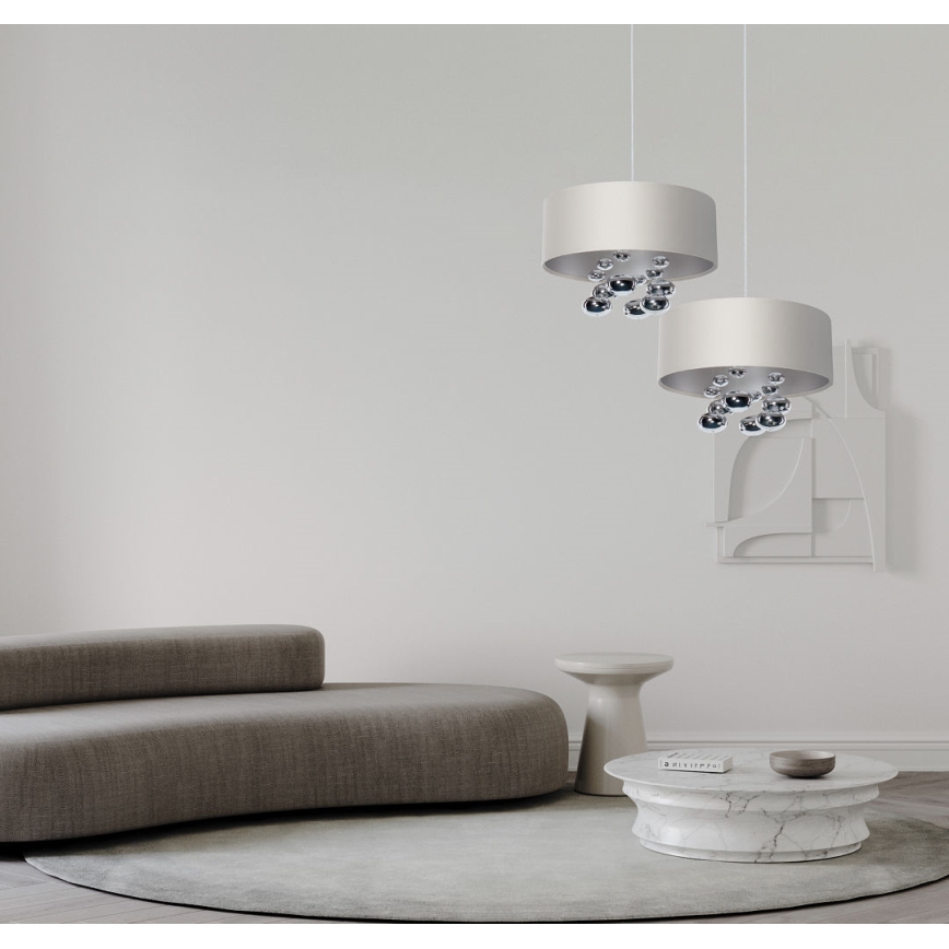 Lustr na lanku BUBBLE 1xE27/60W/230V pr. 40 cm bílá