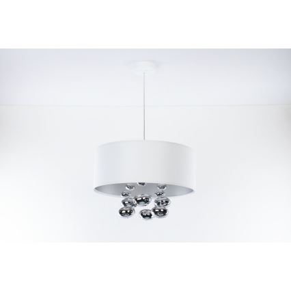 Lustr na lanku BUBBLE 1xE27/60W/230V pr. 40 cm bílá