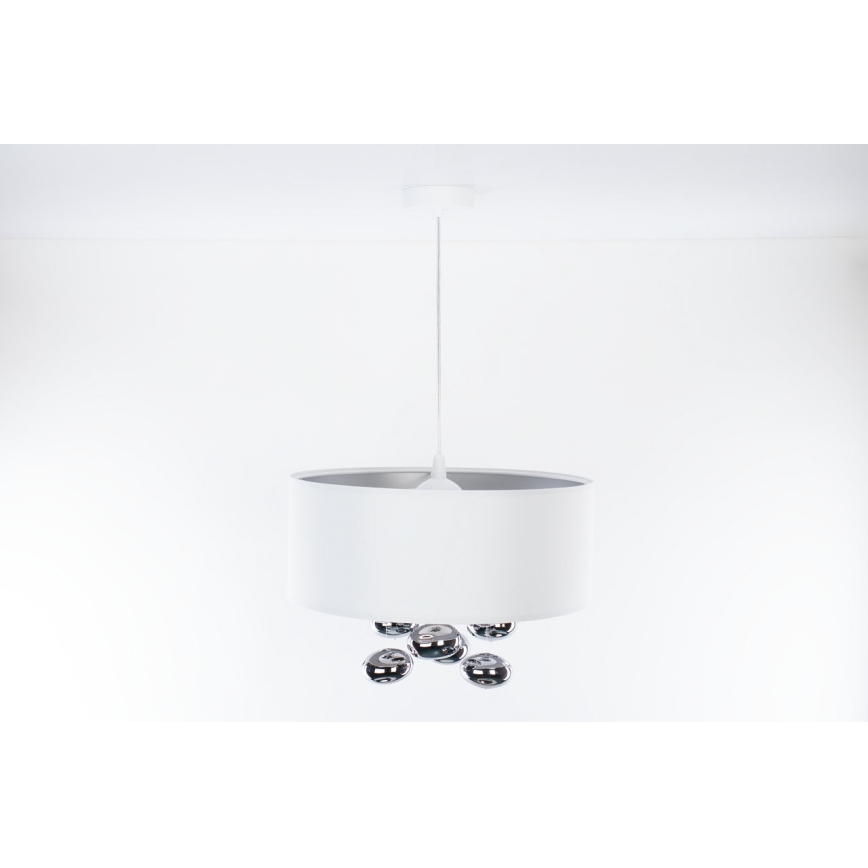 Lustr na lanku BUBBLE 1xE27/60W/230V pr. 40 cm bílá