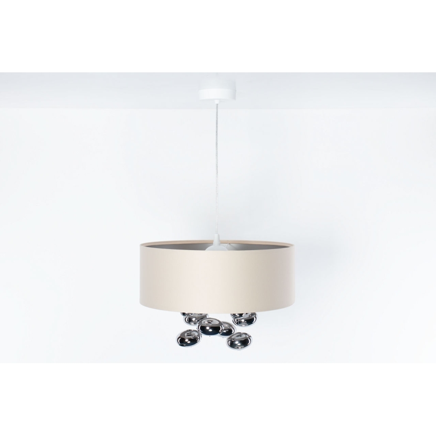 Lustr na lanku BUBBLE 1xE27/60W/230V pr. 50 cm béžová