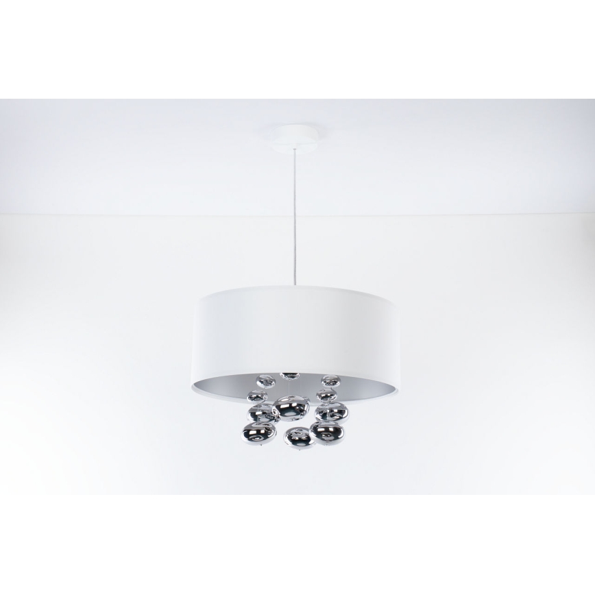 Lustr na lanku BUBBLE 1xE27/60W/230V pr. 50 cm bílá