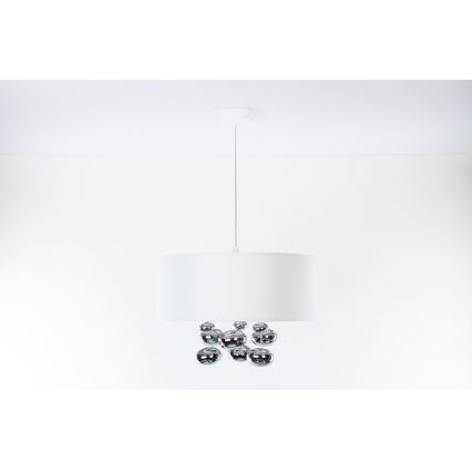 Lustr na lanku BUBBLE 1xE27/60W/230V pr. 50 cm bílá