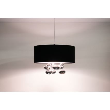 Lustr na lanku BUBBLE 1xE27/60W/230V pr. 50 cm černá