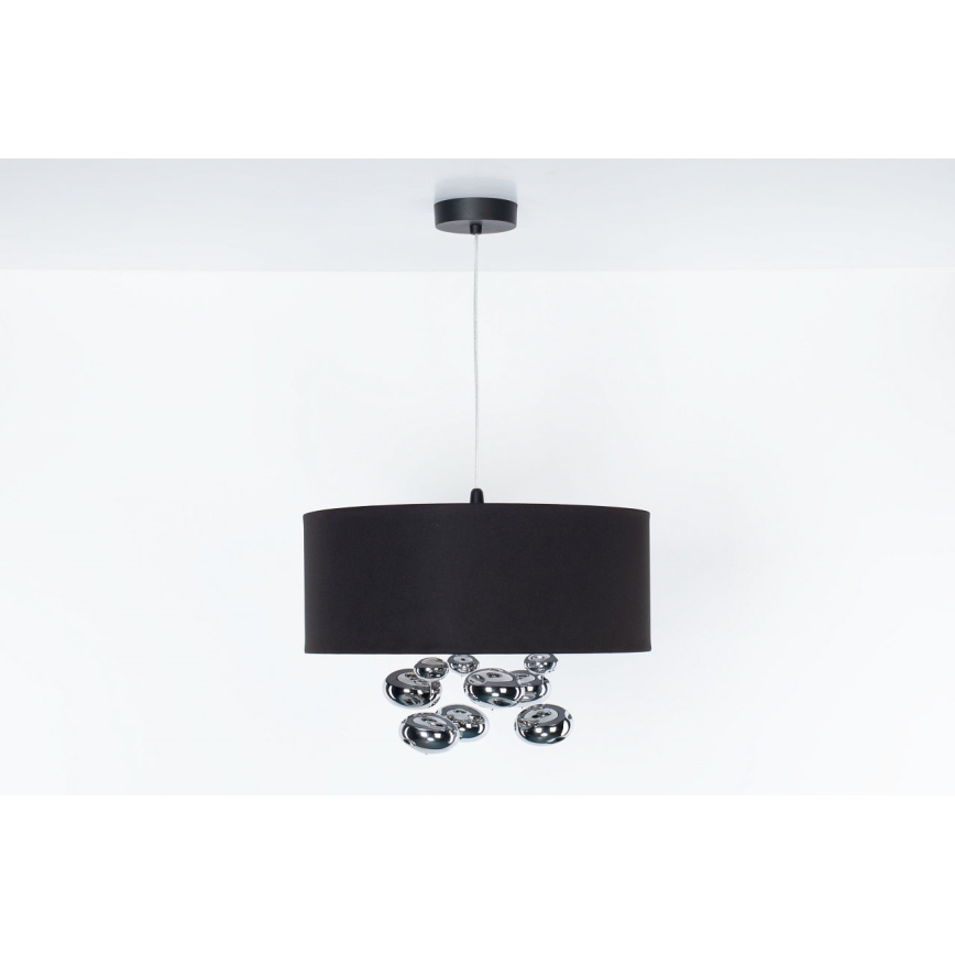 Lustr na lanku BUBBLE 1xE27/60W/230V pr. 50 cm černá