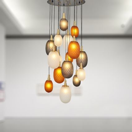 Lustr na lanku CACTUS 16xG9/5W/230V měděná/šedá/bílá