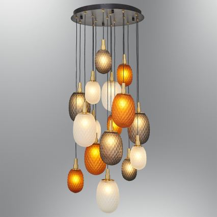 Lustr na lanku CACTUS 16xG9/5W/230V měděná/šedá/bílá