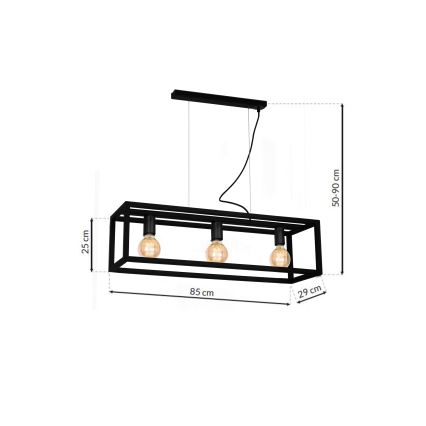 Lustr na lanku CAGE 3xE27/60W/230V