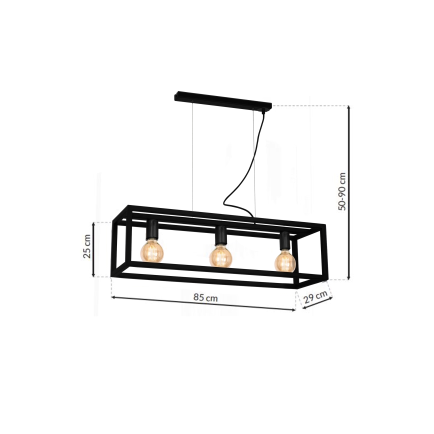 Lustr na lanku CAGE 3xE27/60W/230V