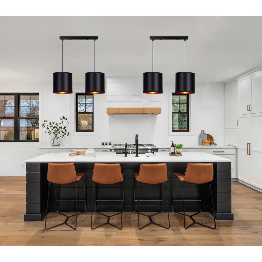 Lustr na lanku CANDIDA 2xE27/40W/230V černá/měděná