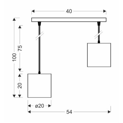Lustr na lanku CANDIDA 2xE27/40W/230V černá/měděná