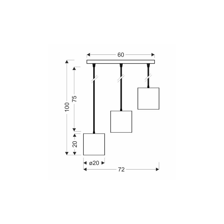 Lustr na lanku CANDIDA 3xE27/40W/230V černá/měděná