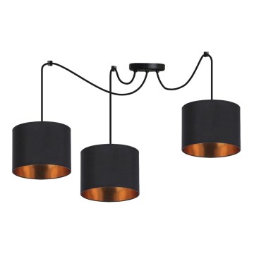 Lustr na lanku CANDIDA 3xE27/40W/230V pavouk černá/měděná