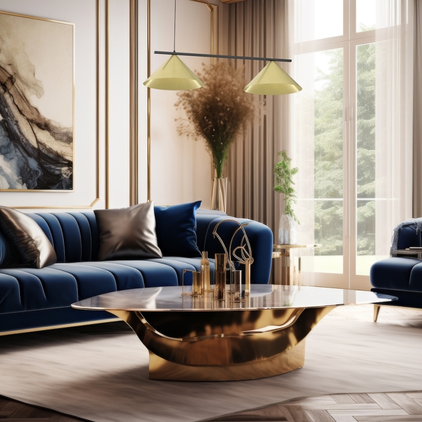 Lustr na lanku CAPITAL 2xGX53/15W/230V zlatá