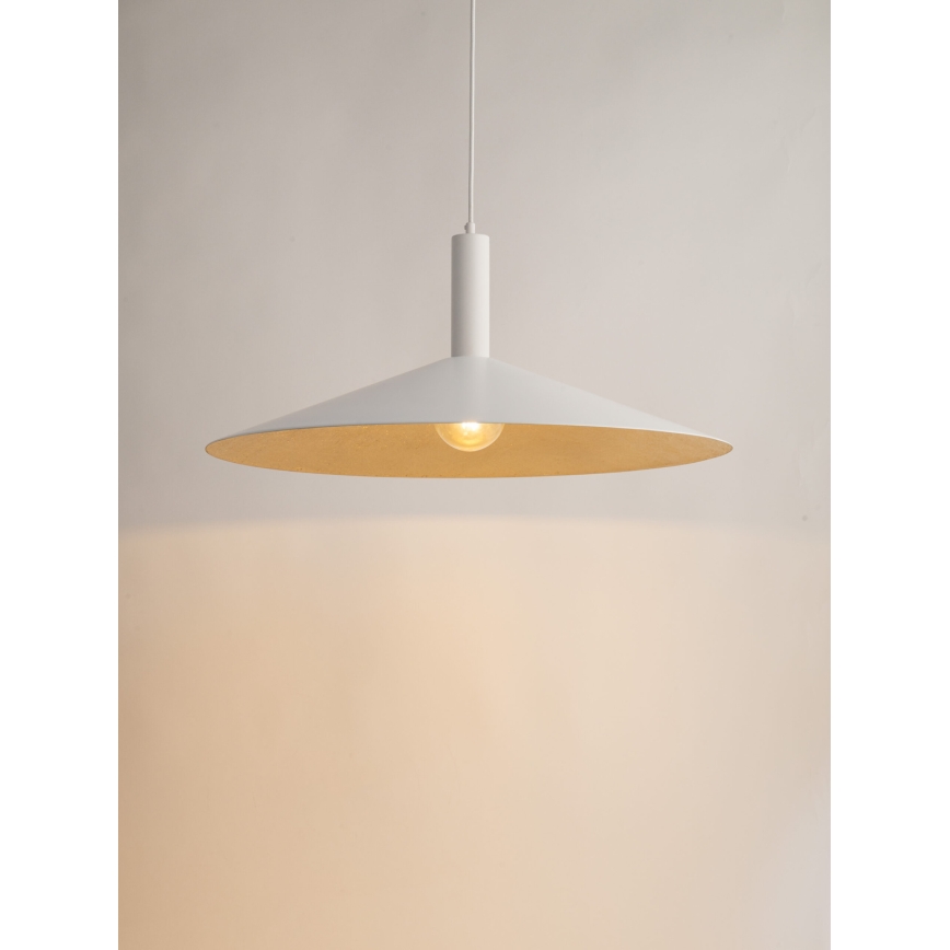 Lustr na lanku CAPRI 1xE27/15W/230V pr. 70 cm bílá/zlatá