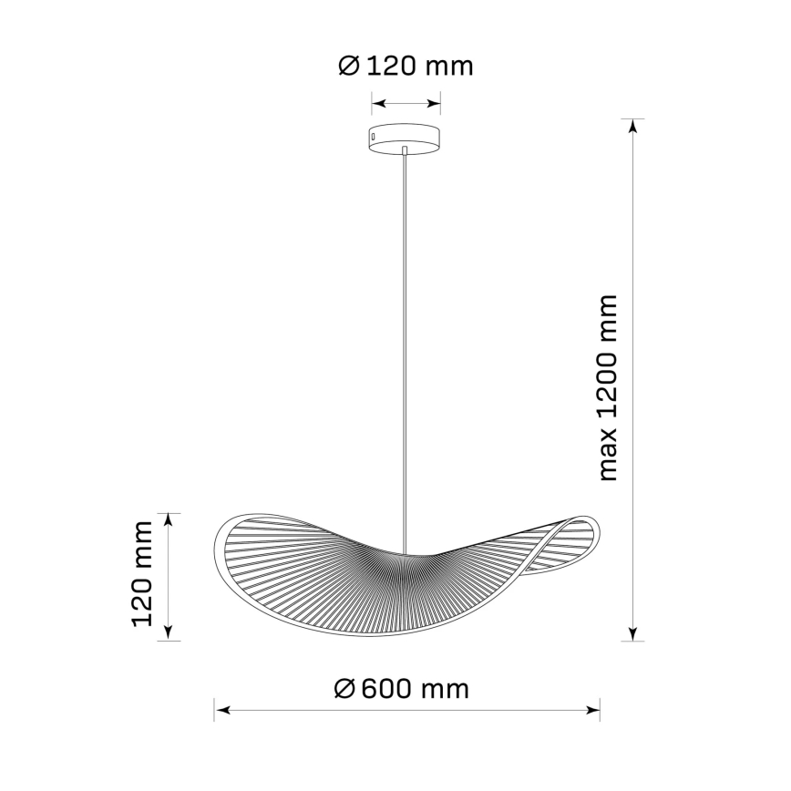 Lustr na lanku CAPRI 1xE27/20W/230V pr. 60 cm bambus