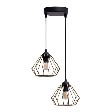 Lustr na lanku CEED GOLD 2xE27/60W/230V pr. 28 cm černá/zlatá