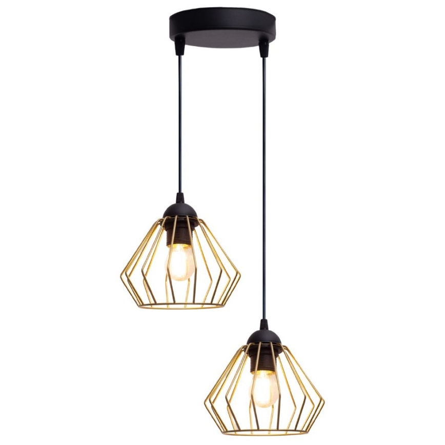 Lustr na lanku CEED GOLD 2xE27/60W/230V pr. 28 cm černá/zlatá