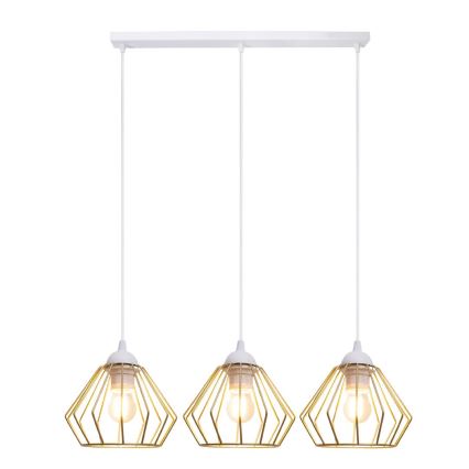 Lustr na lanku CEED GOLD 3xE27/60W/230V bílá/zlatá