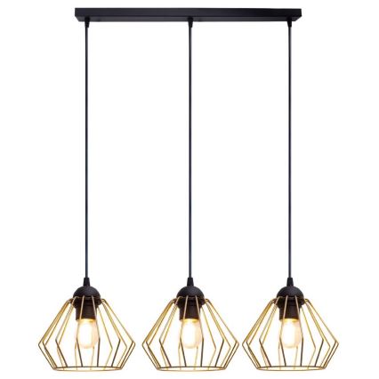 Lustr na lanku CEED GOLD 3xE27/60W/230V černá/zlatá