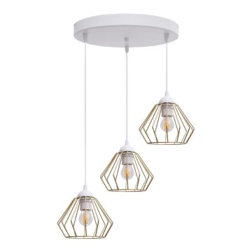 Lustr na lanku CEED GOLD 3xE27/60W/230V pr. 45 cm bílá/zlatá