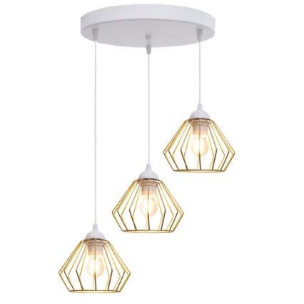 Lustr na lanku CEED GOLD 3xE27/60W/230V pr. 45 cm bílá/zlatá