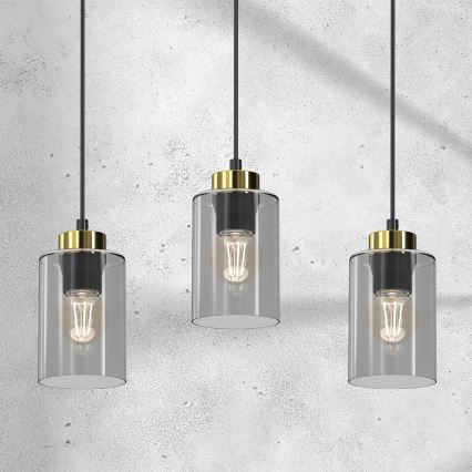 Lustr na lanku CHIC 3xE27/60W/230V černá/šedá