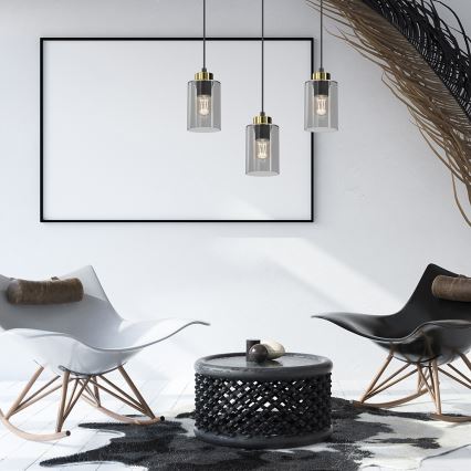 Lustr na lanku CHIC 3xE27/60W/230V černá/šedá