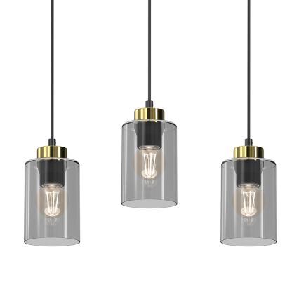 Lustr na lanku CHIC 3xE27/60W/230V černá/šedá
