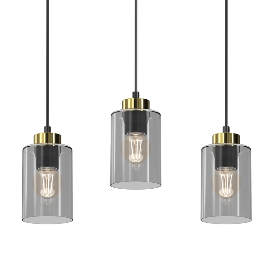 Lustr na lanku CHIC 3xE27/60W/230V černá/šedá
