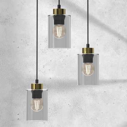 Lustr na lanku CHIC 3xE27/60W/230V černá/šedá